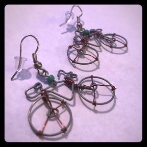 Repurposed Metal and Bead Bicycle Earrings